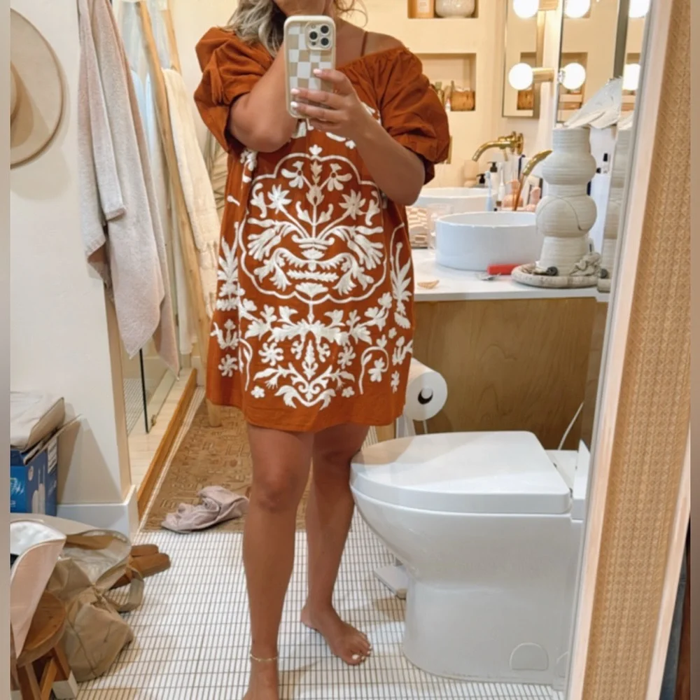 Free people embroidered mini dress size M - Picture 4 of 4